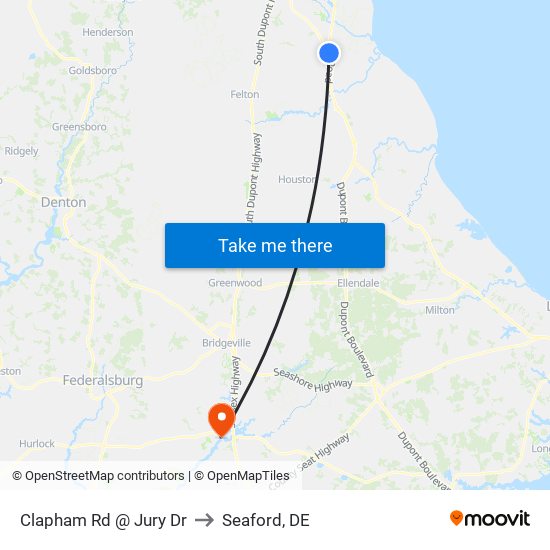 Clapham Rd @ Jury Dr to Seaford, DE map