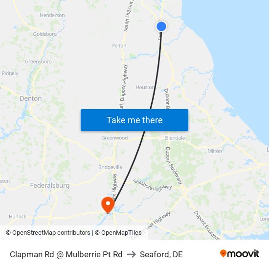 Clapman Rd @ Mulberrie Pt Rd to Seaford, DE map