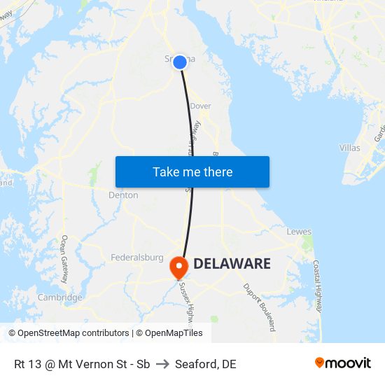 Rt 13 @ Mt Vernon St - Sb to Seaford, DE map