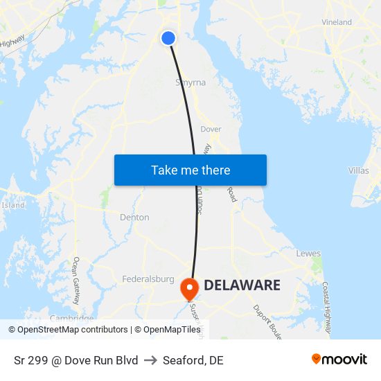 Sr 299 @ Dove Run Blvd to Seaford, DE map