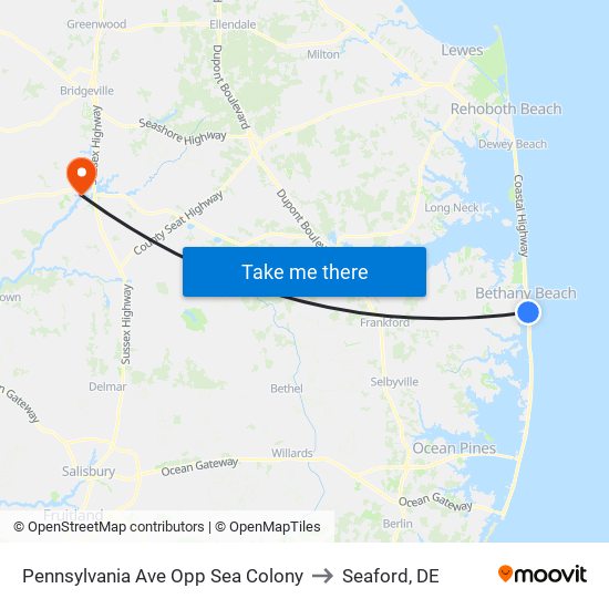 Pennsylvania Ave Opp Sea Colony to Seaford, DE map
