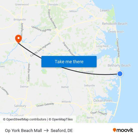 Op York Beach Mall to Seaford, DE map