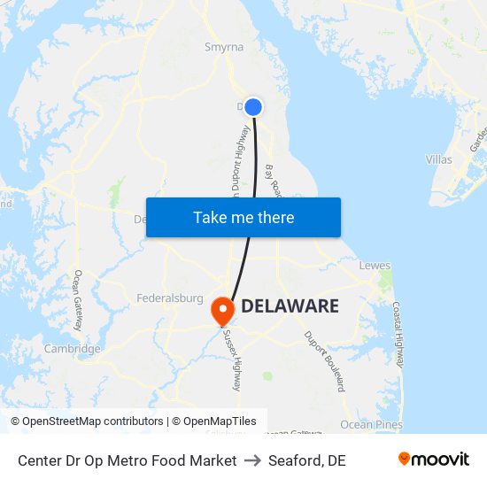 Center Dr Op Metro Food Market to Seaford, DE map