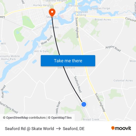 Seaford Rd @ Skate World to Seaford, DE map