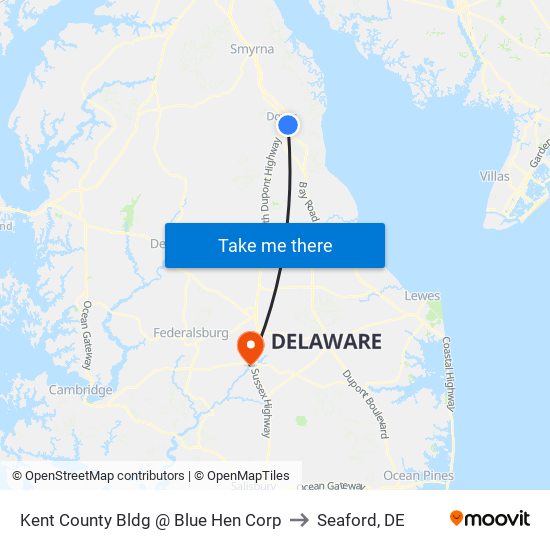 Kent County Bldg @ Blue Hen Corp to Seaford, DE map