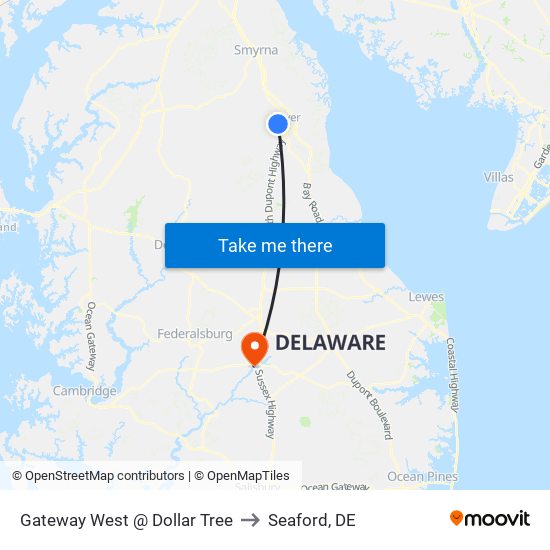 Gateway West @ Dollar Tree to Seaford, DE map