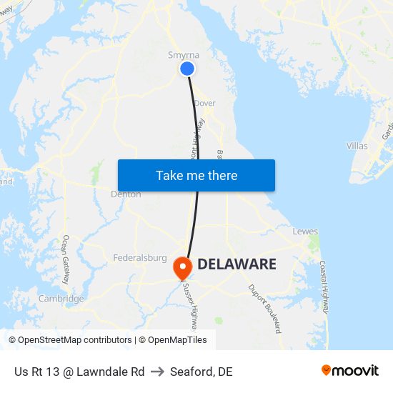 Us Rt 13 @ Lawndale Rd to Seaford, DE map