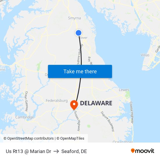 Us Rt13 @ Marian Dr to Seaford, DE map