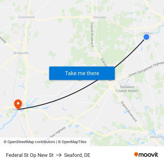 Federal St Op New St to Seaford, DE map