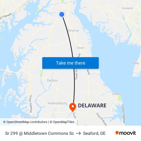 Sr 299 @ Middletown Commons Sc to Seaford, DE map