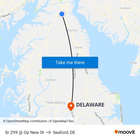 Sr 299 @ Op New St to Seaford, DE map