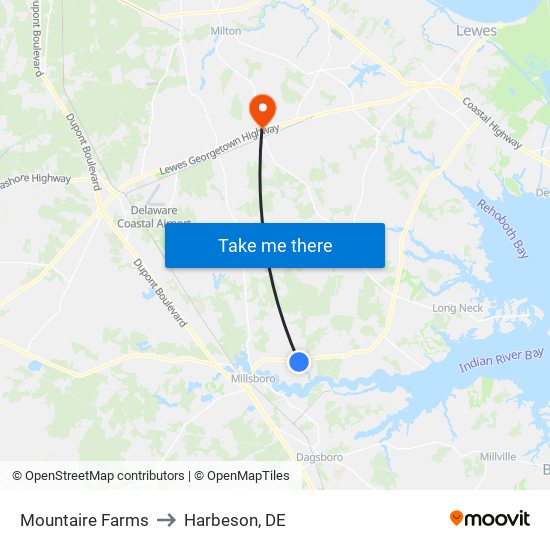 Mountaire Farms to Harbeson, DE map