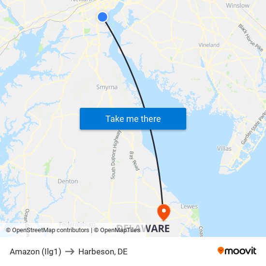 Amazon (Ilg1) to Harbeson, DE map