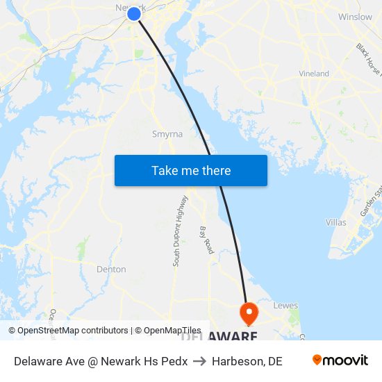 Delaware Ave @ Newark Hs Pedx to Harbeson, DE map
