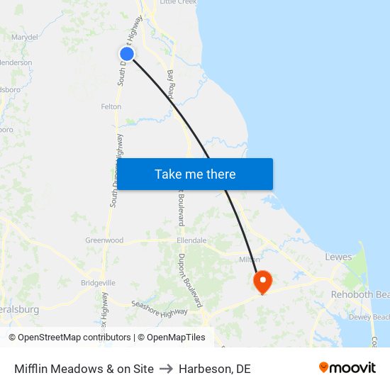 Mifflin Meadows & on Site to Harbeson, DE map