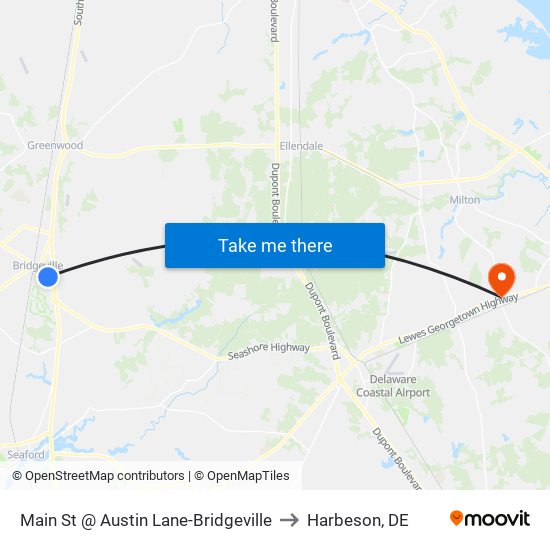Main St @ Austin Lane-Bridgeville to Harbeson, DE map