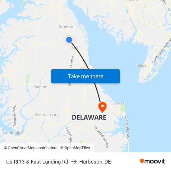 Us Rt13 @ Fast Landing Rd to Harbeson, DE map