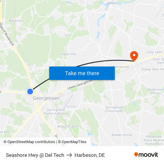 Seashore Hwy @ Del Tech to Harbeson, DE map