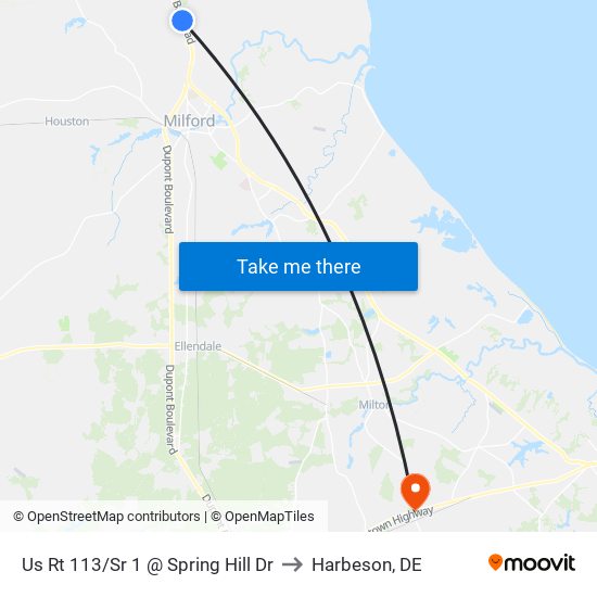 Us Rt 113/Sr 1 @ Spring Hill Dr to Harbeson, DE map