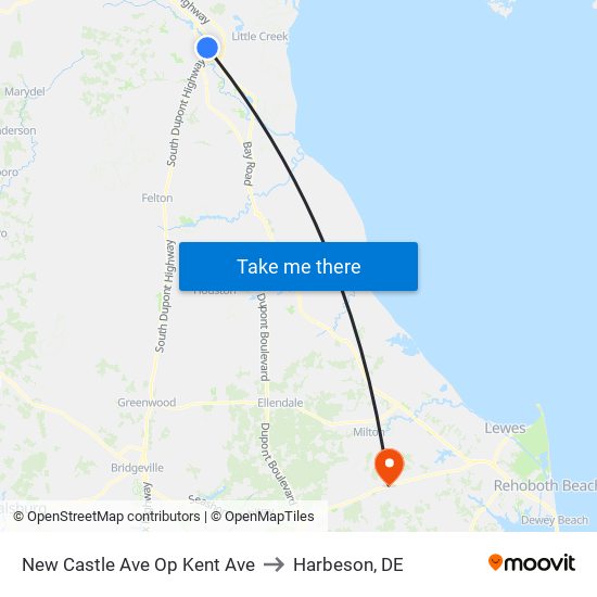 New Castle Ave Op Kent Ave to Harbeson, DE map