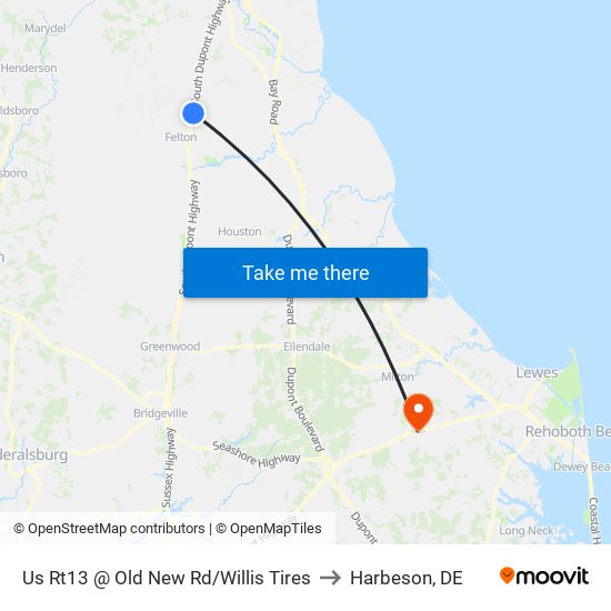 Us Rt13 @ Old New Rd/Willis Tires to Harbeson, DE map