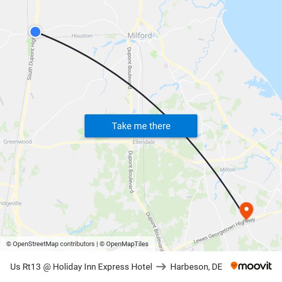 Us Rt13 @ Holiday Inn Express Hotel to Harbeson, DE map