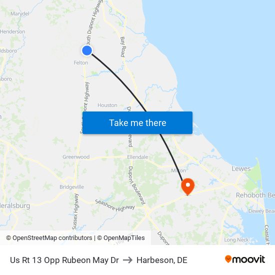 Us Rt 13 Opp Rubeon May Dr to Harbeson, DE map