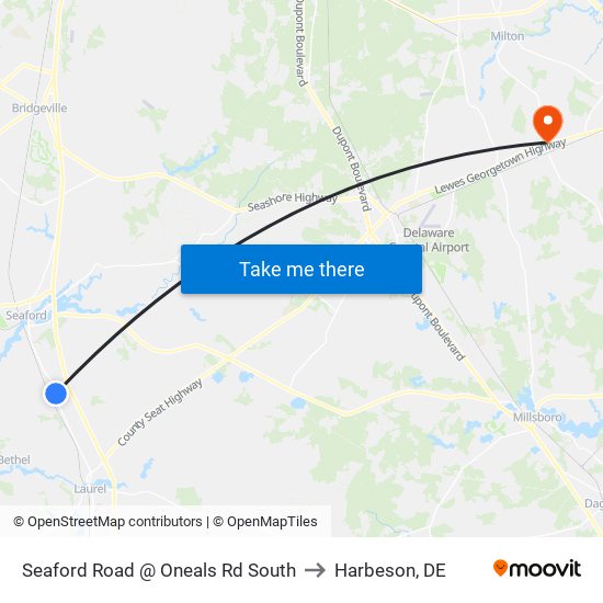 Seaford Road @ Oneals Rd South to Harbeson, DE map