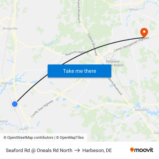 Seaford Rd @ Oneals Rd North to Harbeson, DE map
