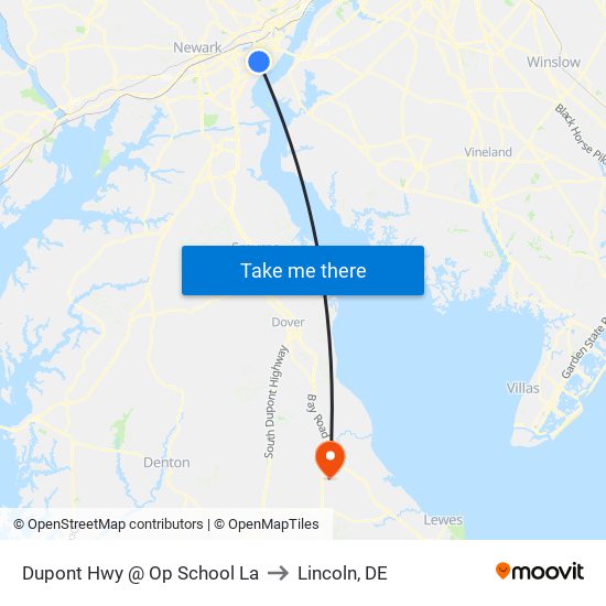 Dupont Hwy @ Op School La to Lincoln, DE map