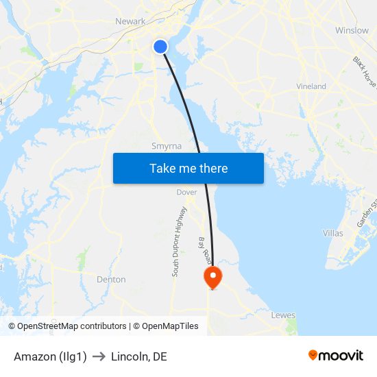 Amazon (Ilg1) to Lincoln, DE map