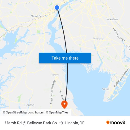 Marsh Rd @ Bellevue Park Sb to Lincoln, DE map