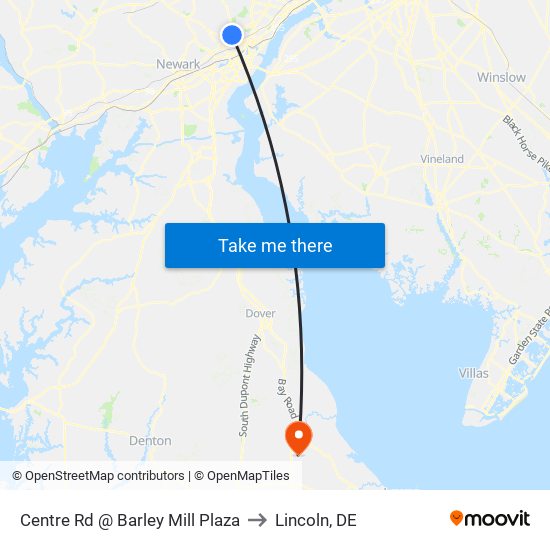 Centre Rd @ Barley Mill Plaza to Lincoln, DE map