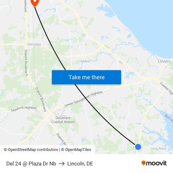 Del 24 @ Plaza Dr Nb to Lincoln, DE map