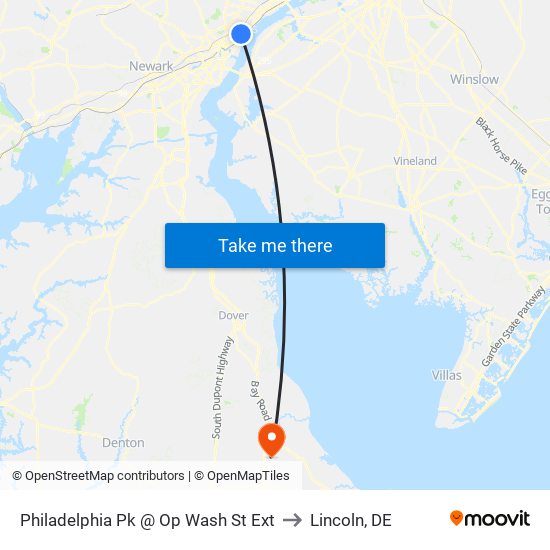 Philadelphia Pk @ Op Wash St Ext to Lincoln, DE map