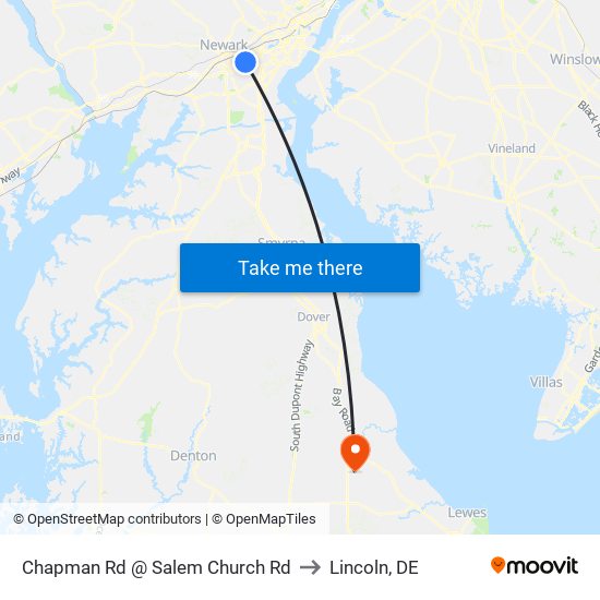 Chapman Rd @ Salem Church Rd to Lincoln, DE map