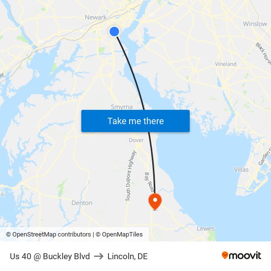 Us 40 @ Buckley Blvd to Lincoln, DE map