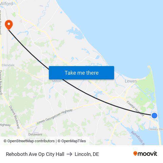 Rehoboth Ave Op City Hall to Lincoln, DE map