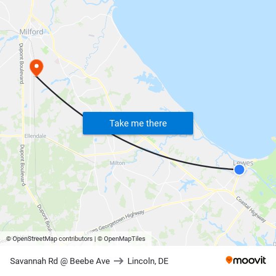 Savannah Rd @ Beebe Ave to Lincoln, DE map