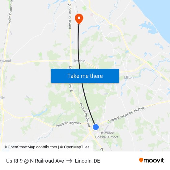 Us Rt 9 @ N Railroad Ave to Lincoln, DE map