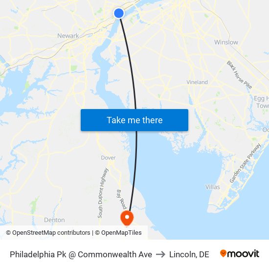 Philadelphia Pk @ Commonwealth Ave to Lincoln, DE map