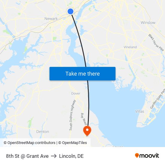 8th St @ Grant Ave to Lincoln, DE map