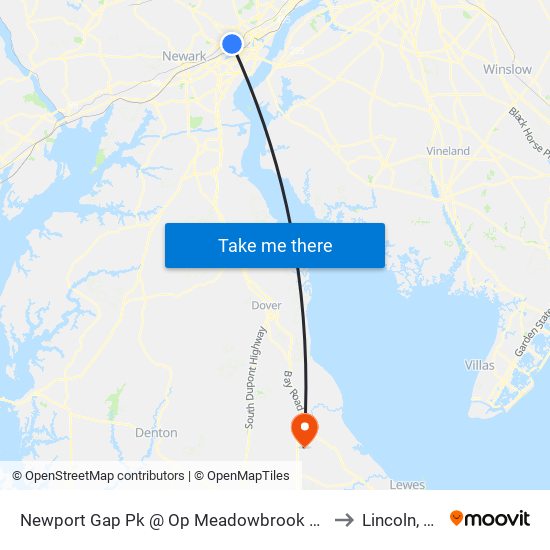 Newport Gap Pk @ Op Meadowbrook Ave to Lincoln, DE map