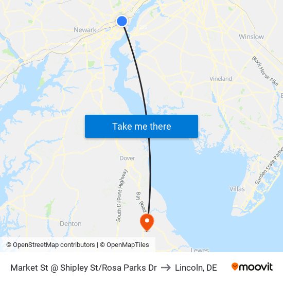 Market St @ Shipley St/Rosa Parks Dr to Lincoln, DE map