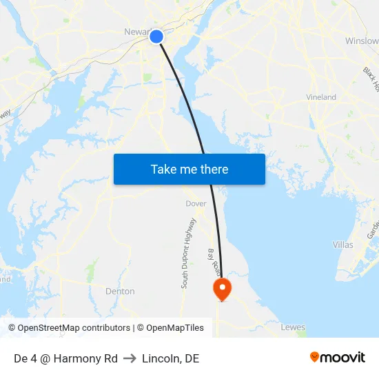 De 4 @ Harmony Rd to Lincoln, DE map