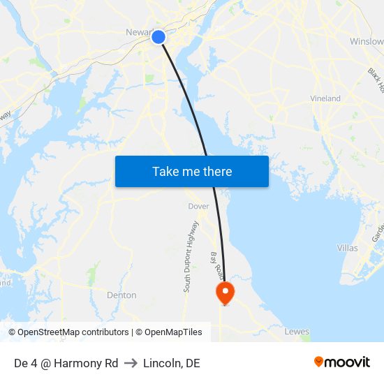 De 4 @ Harmony Rd to Lincoln, DE map