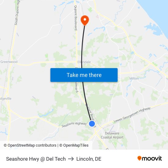 Seashore Hwy @ Del Tech to Lincoln, DE map