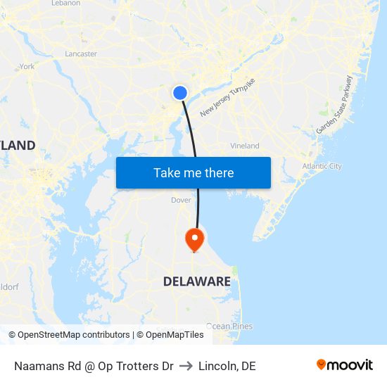 Naamans Rd @ Op Trotters Dr to Lincoln, DE map