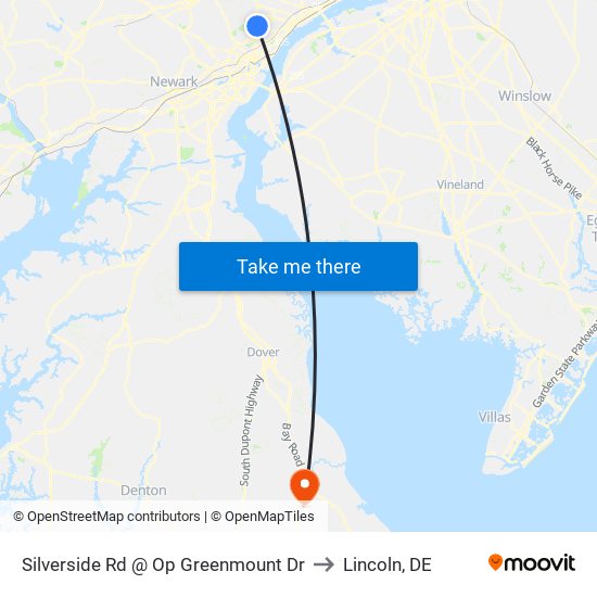 Silverside Rd @ Op Greenmount Dr to Lincoln, DE map