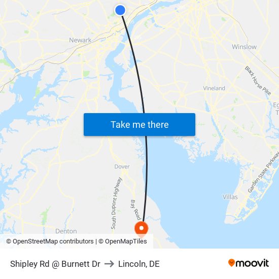 Shipley Rd @ Burnett Dr to Lincoln, DE map